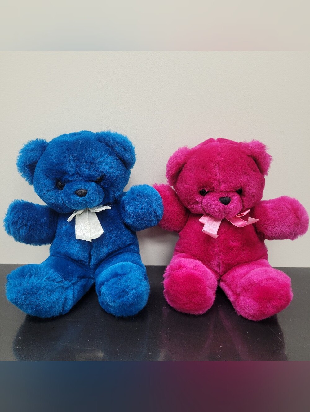 RUSS 2x Color Cubs Blue & Pink Teddy Bears Stuffed Animal Plushies Vintage